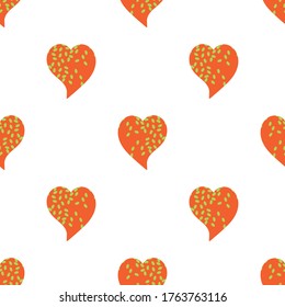 Vector hearts seamless pattern. Spotted heart shapes. Hand-drawn illustration in doodle style. Cute stylish background for romantic design, paper, textile, decoration, nursery