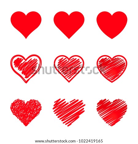 Vector hearts set. Different style and shape.
