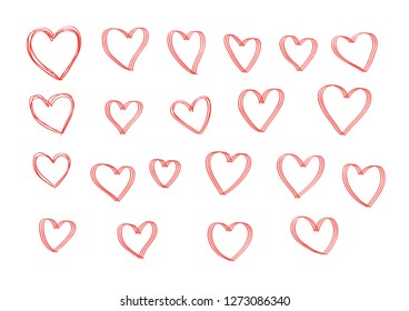 Vector hearts set. hand drawn icons and illustrations.