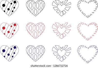 Vector hearts set. Hand drawn icons and illustrations. Design elements for Valentine's day.