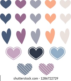 Vector hearts set. Hand drawn icons and illustrations. Design elements for Valentine's day.
