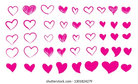 Vector hearts set. hand drawn icons and illustrations.