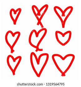 Vector hearts set. Hand drawn