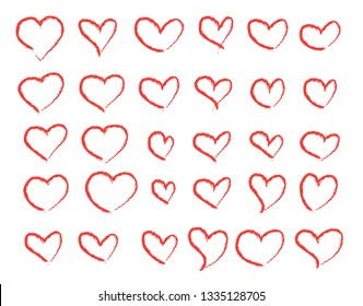 Vector hearts set. hand drawn icons and illustrations.