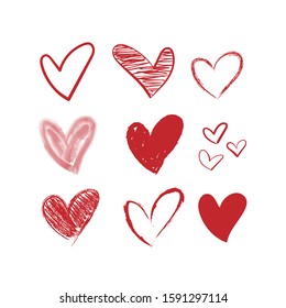 Vector hearts set. Hand drawn. Design elements for Valentine's day.

