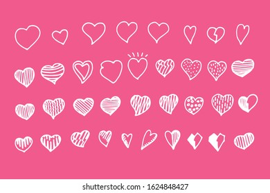 Vector hearts set. hand drawn icons and illustrations.