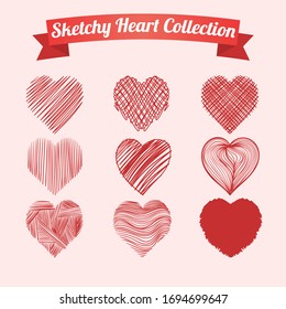 Vector hearts set. Hand drawn.