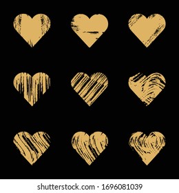 Vector hearts set. Hand drawn. Brush heart