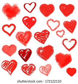 Vector hearts set. Hand drawn.