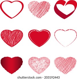 Vector hearts set. Hand drawn.
