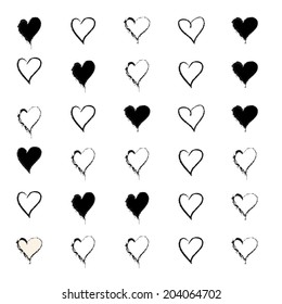 Vector hearts set. Hand drawn. 