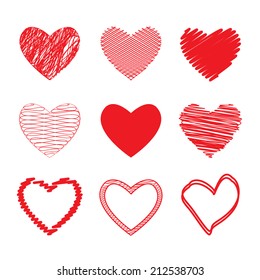 Vector hearts set. Hand drawn