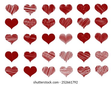 Vector hearts set. Hand drawn