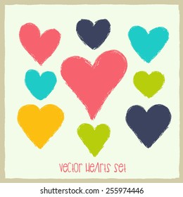 Vector hearts set. Hand drawn.