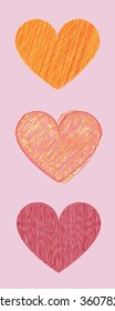 Vector hearts set, Hand drawn.