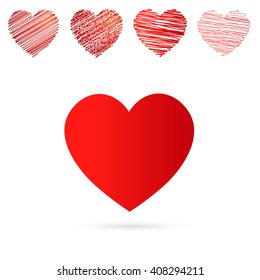 Vector hearts set. Hand drawn.