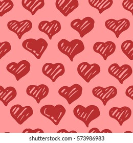 Vector hearts set. Hand drawn seamless pattern