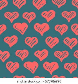 Vector hearts set. Hand drawn seamless pattern