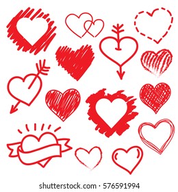 Vector hearts set. Hand drawn