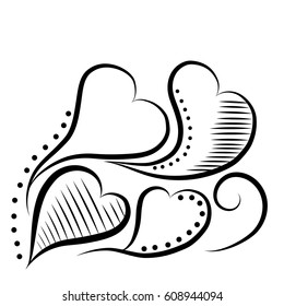 Vector hearts set. Hand drawn.