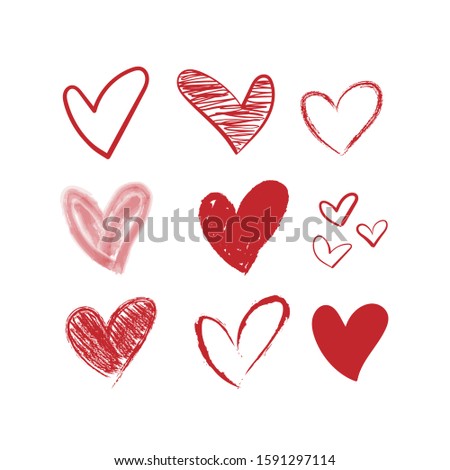 Vector hearts set. Hand drawn. Design elements for Valentine's day.
