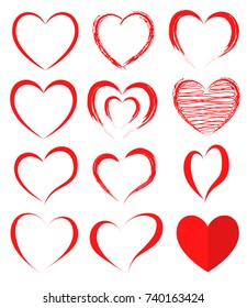 Vector hearts set. Hearts icons. Vector illustration