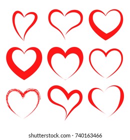 Vector hearts set. Hearts icons. Vector illustration