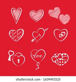 Vector hearts set. Hearts icons for Valentines day
