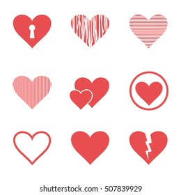 Vector hearts set illustration love valentines symbols