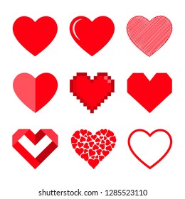 Vector hearts set. Isolated illustration on white background.