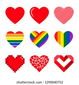 Vector hearts set. Isolated illustration on white background.