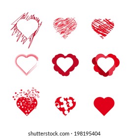 Vector hearts set. Red Colors. Valentine day.