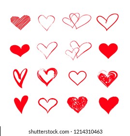 vector hearts set Valentine's day, illustration vintage design element