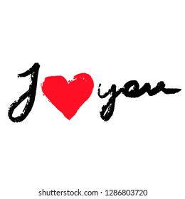 Vector hearts set. Valentine's Day Illustration. I love you text  