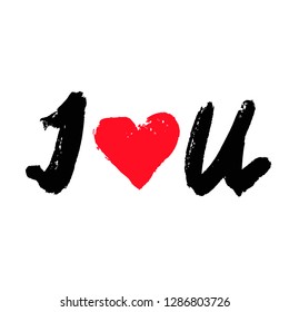 Vector hearts set. Valentine's Day Illustration. I love you text  