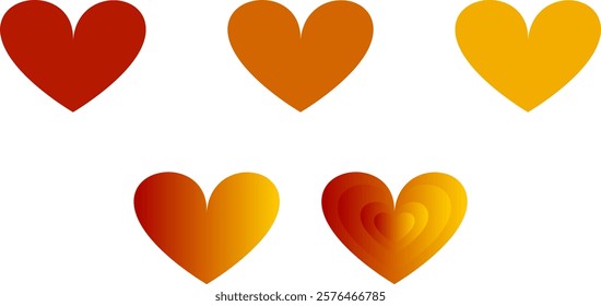 Vector hearts set for Valentines, and love theme greetings, wishes and invitations.