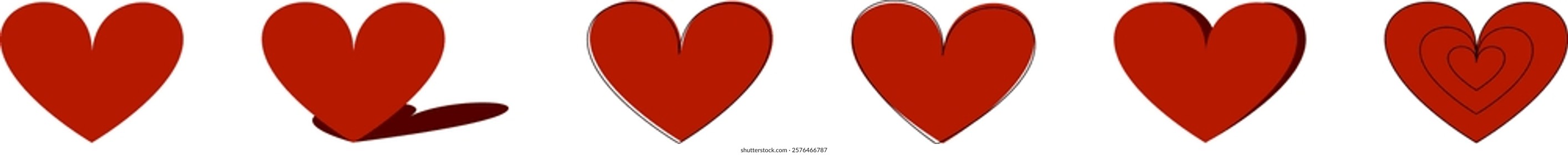 Vector hearts set for Valentines, and love theme greetings, wishes and invitations.