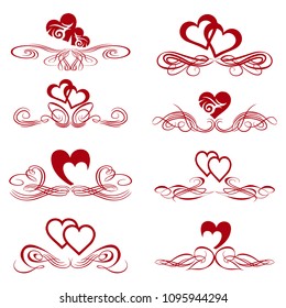 vector hearts. set for wedding and valentine design