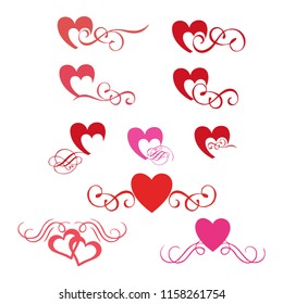 vector hearts. set for wedding and valentine design 