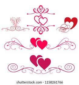 vector hearts. set for wedding and valentine design 