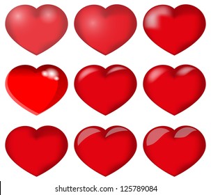 Vector Illustration Red Hearts Different 6 Stock Vector (Royalty Free ...