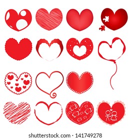 vector hearts set for wedding and valentine design