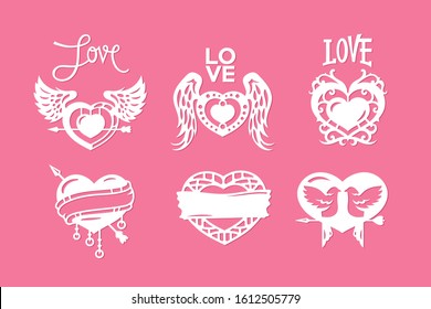 Vector hearts set for wedding and valentine 