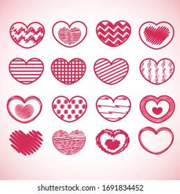 vector hearts set for wedding and valentine design