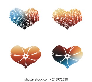 Vector hearts set for wedding and valentine design
