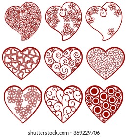 Vector hearts set for wedding and valentine design.
