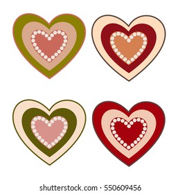 vector hearts set for wedding and valentine design