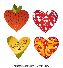 vector hearts set for wedding and valentine design