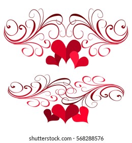 vector hearts set for wedding and valentine design