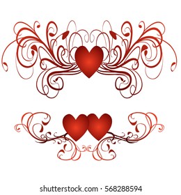 vector hearts set for wedding and valentine design